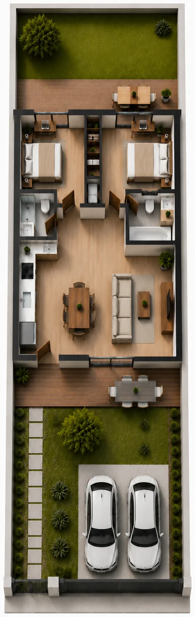 Plano 3D de la vivienda tipo de El Pinar de Yuncos