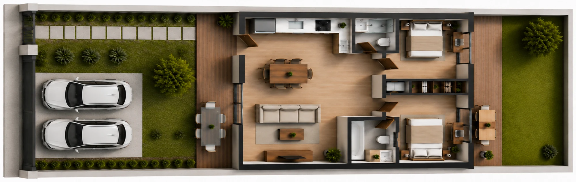 Plano 3D de la vivienda tipo de El Pinar de Yuncos